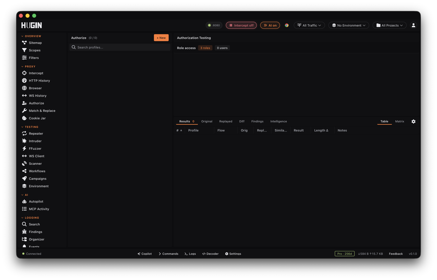 The Authorize view showing the identity-by-flow authorization matrix