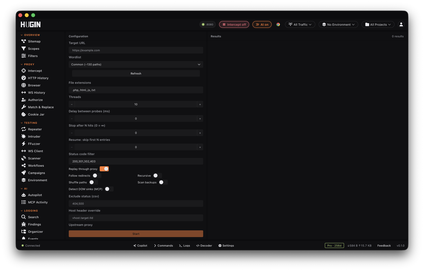 The Discovery view listing found paths with status and classification