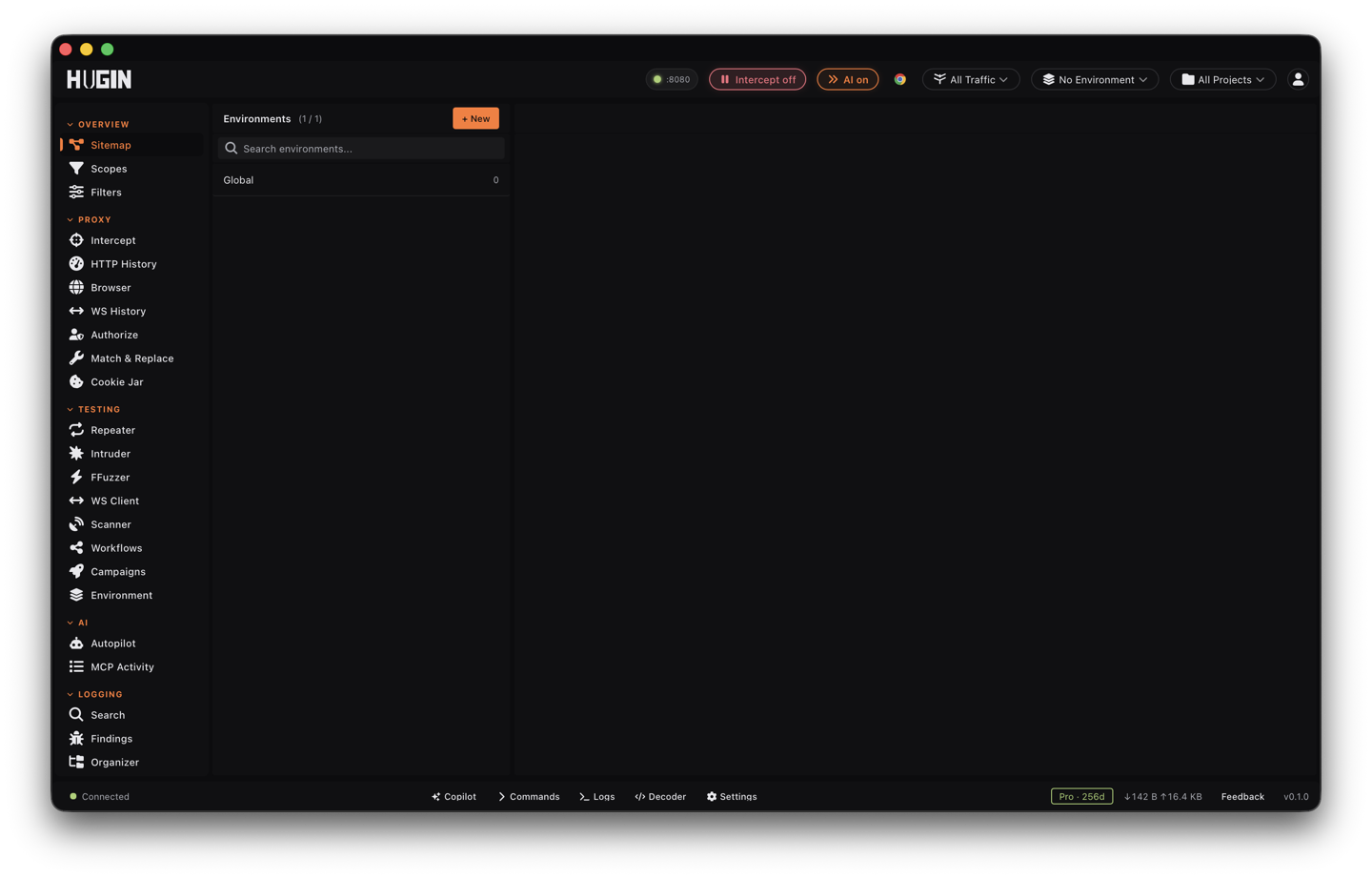 The Environment view with named variables and a secret flag