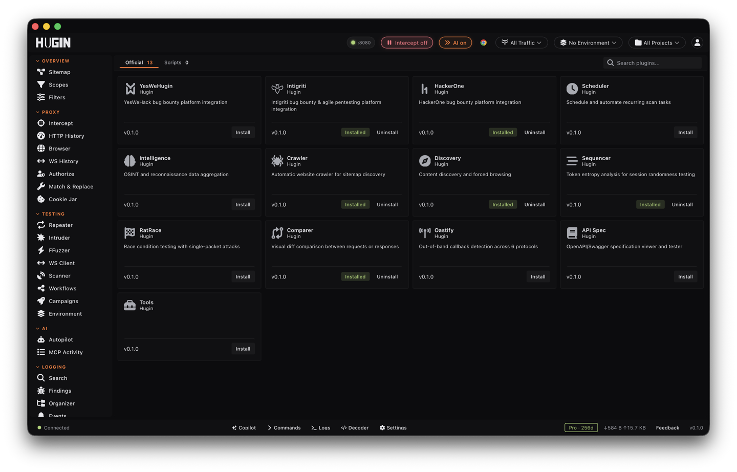 The Plugins view listing installed Lua extensions and Synaps modules