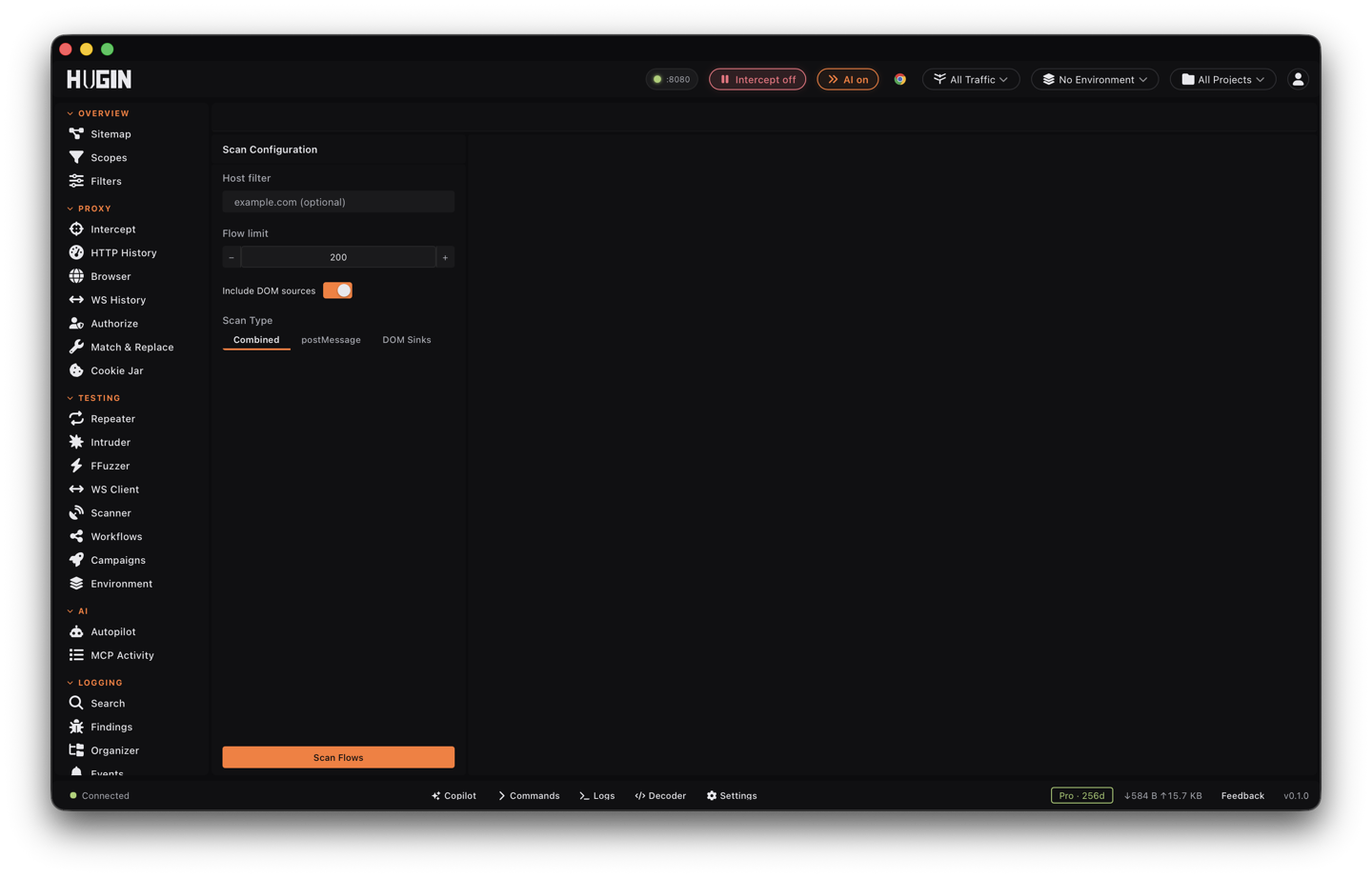 The Flow Analysis view: postMessage handlers and DOM sinks