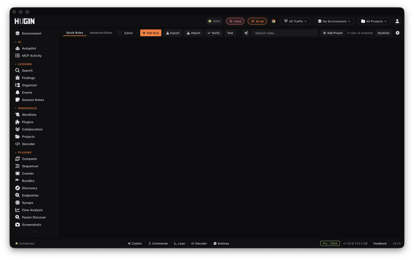 The Match & Replace view listing quick and advanced rules