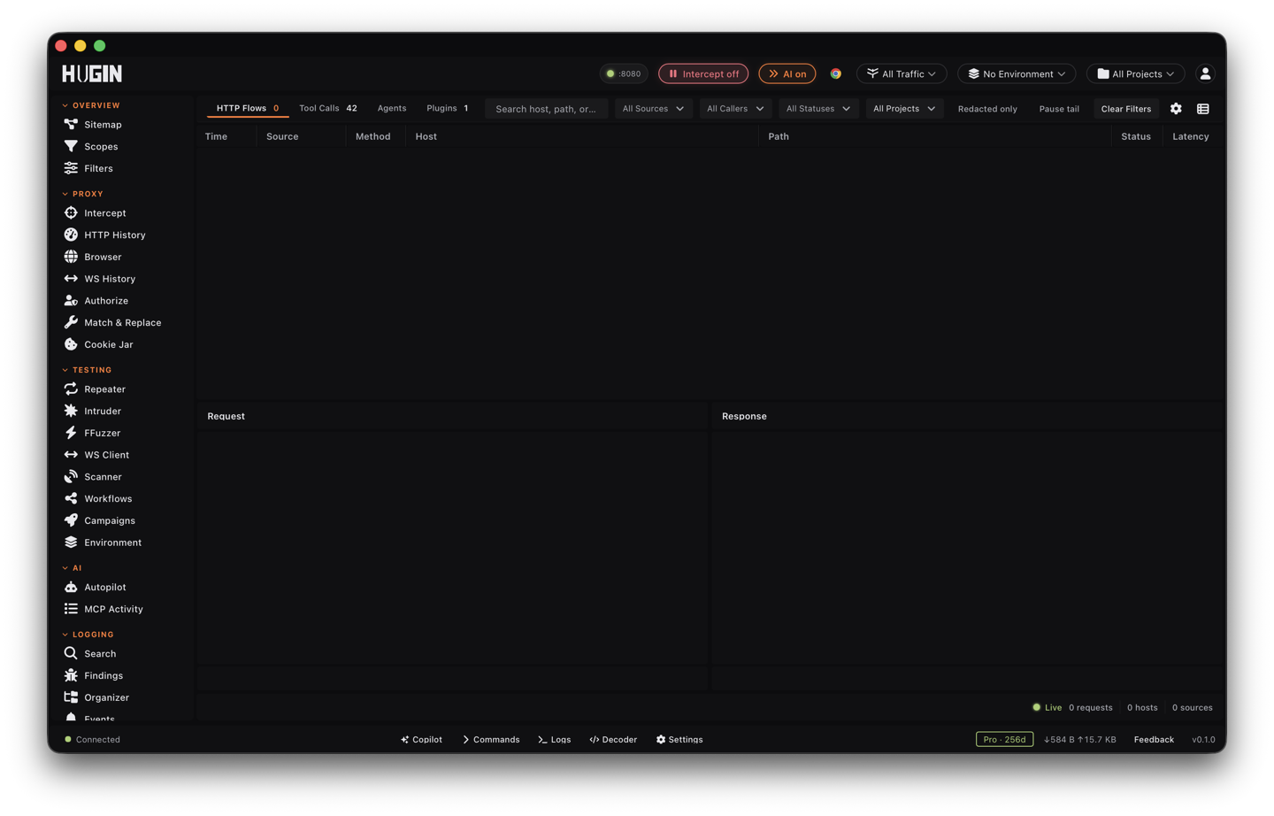 The MCP Activity view logging an agent's tool calls
