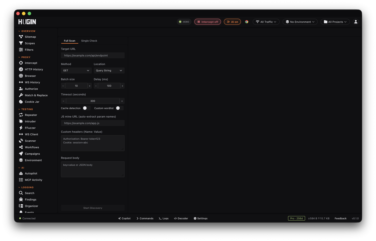 Nerve's passively classified parameters, grouped by attack category