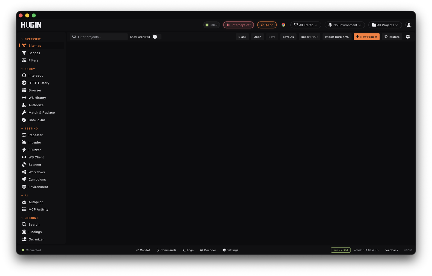The Projects view listing isolated engagement workspaces