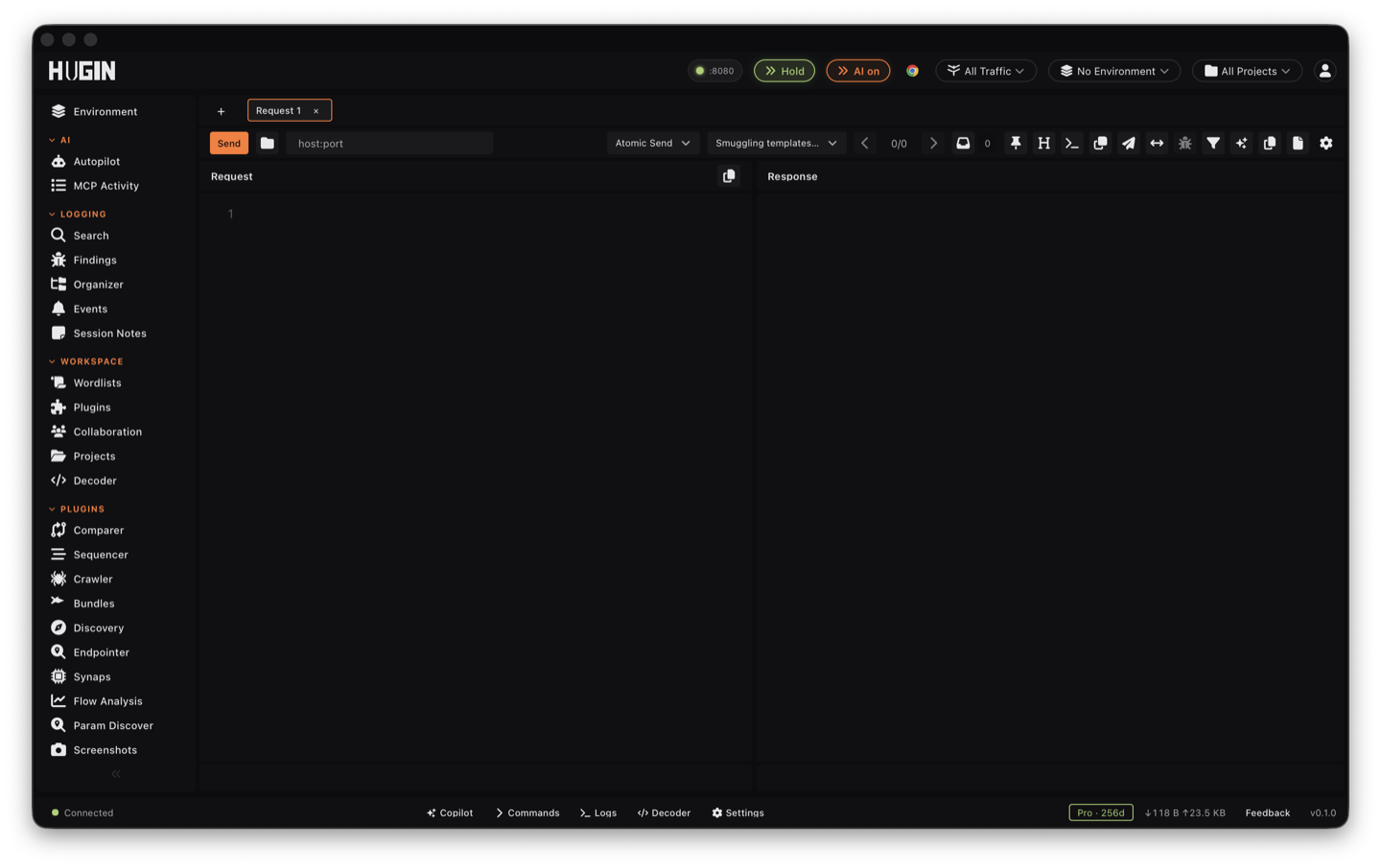 The Repeater view with the request editor, response, and the version tree