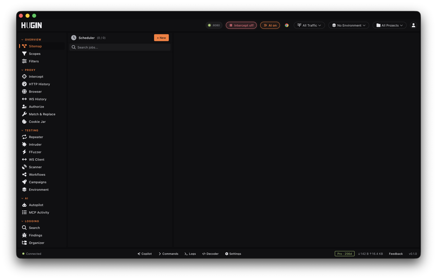 The Scheduler view listing recurring scan jobs