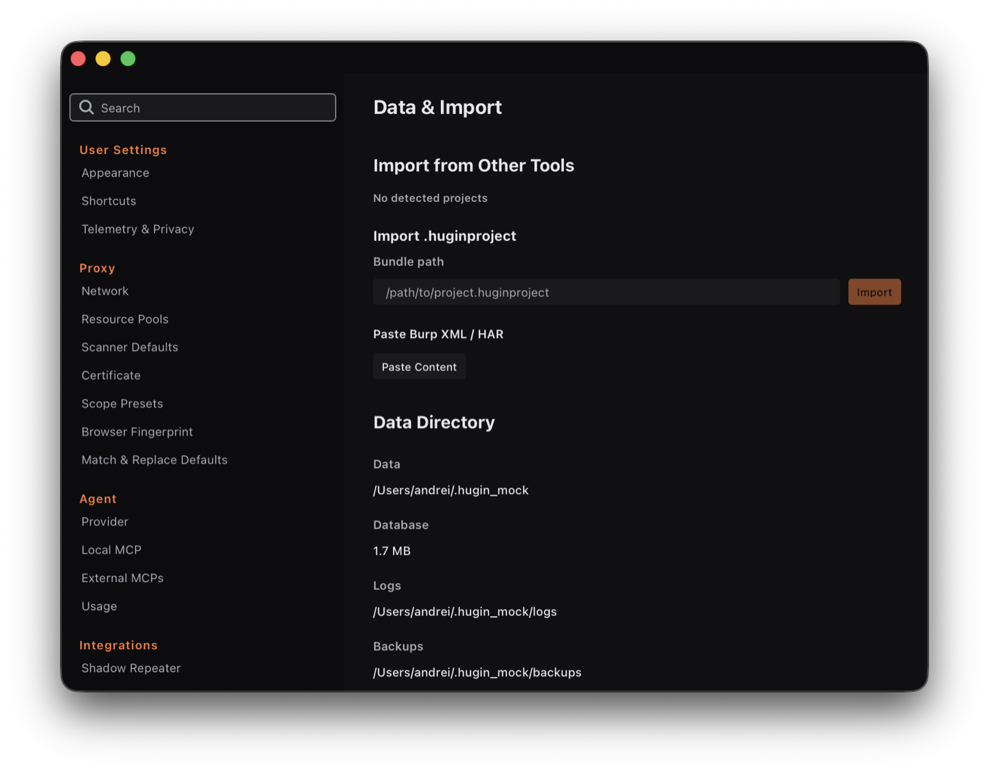 The Settings window with its tabbed configuration panels